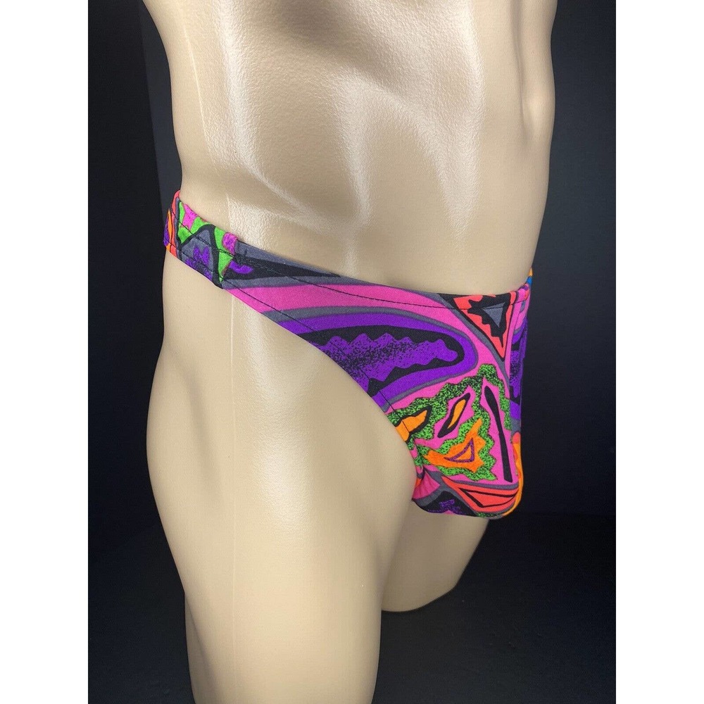 UBER RARE SPEEDO MARDI GRAS THONG BIKINI - MEDIUM